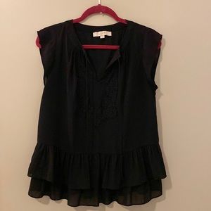 Black Loft Short Sleeve Blouse, Size Small